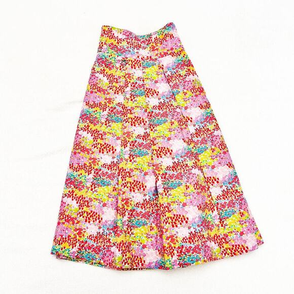 Robin Jordan Patterned Flower Pleated Colorful Skater Skirt Size M/L - Picture 4 of 4